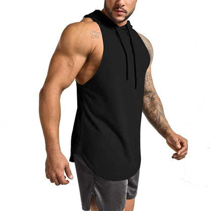 Men'S 2 Pack Workout Hooded Tank Top Cut off Bodybuilding Muscle Shirt Hoodies Gym Pullover Sleeveless T-Shirts Black Green L