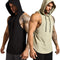 Men'S 2 Pack Workout Hooded Tank Top Cut off Bodybuilding Muscle Shirt Hoodies Gym Pullover Sleeveless T-Shirts Black Green L