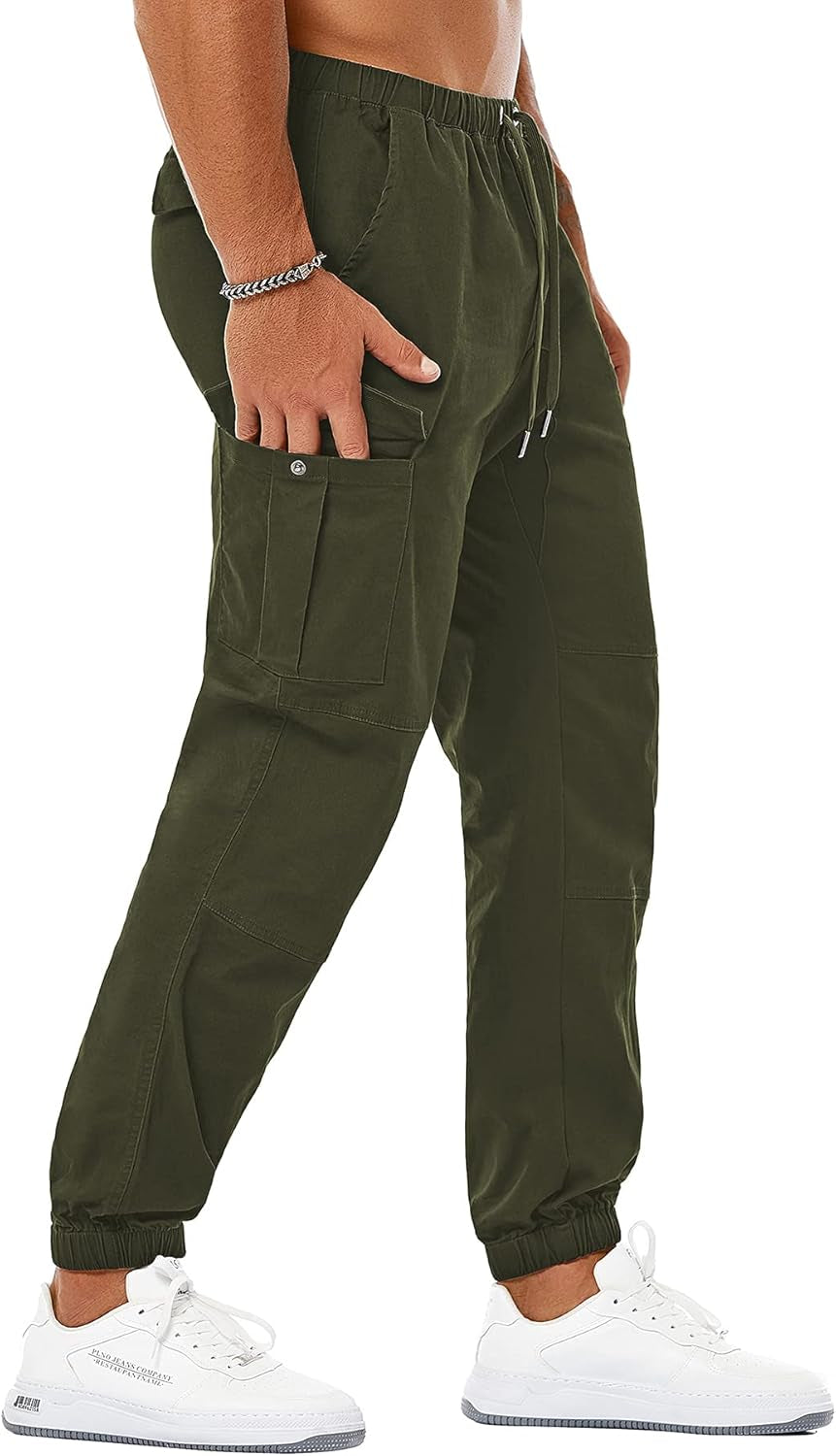 Men'S Casual Cargo Pants Joggers Sports Pants Trousers Long Pants with Pockets